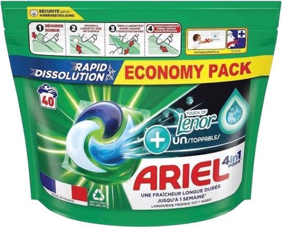 Ariel 4-in-1 Pods + Touch von Lenor Unstoppables – 3 x 40 Waschgänge – Vorteilspackung