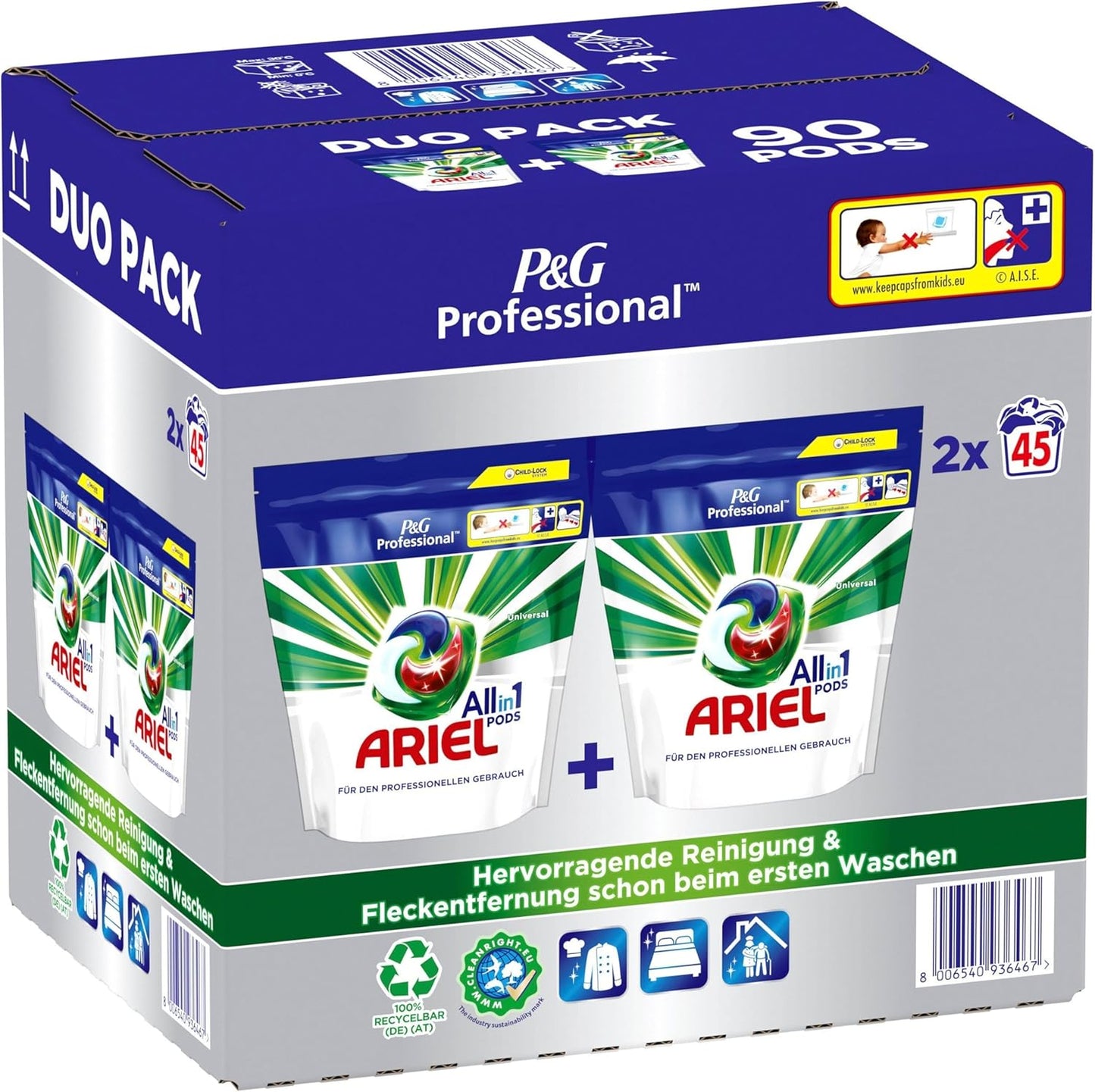 Ariel Professional All-in-1 Pods 90 Stück (2x45) – Normalwaschmittel