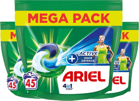 Ariel Touch of Ambi Pur 4-in-1 Waschmittelkapseln + aktive Geruchsabwehr, 3 x 45 Kapseln