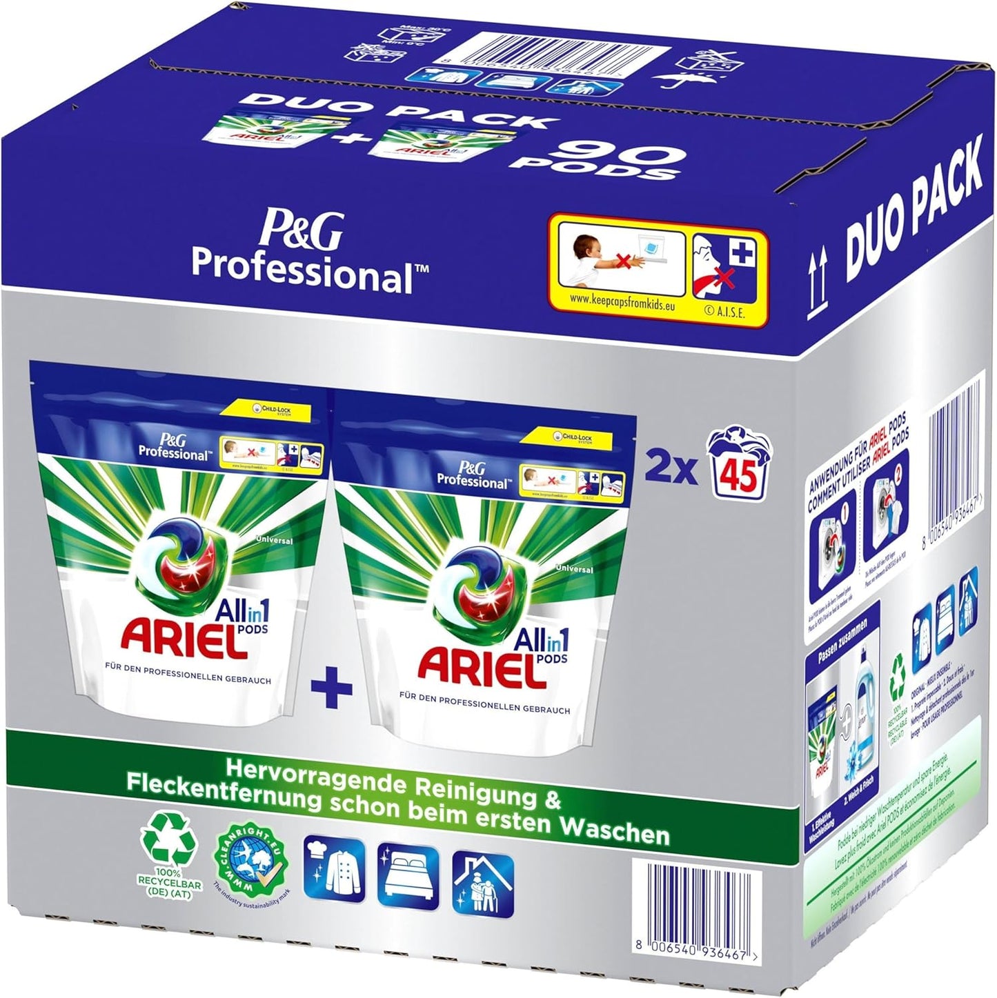 Ariel Professional All-in-1 Pods 90 Stück (2x45) – Normalwaschmittel