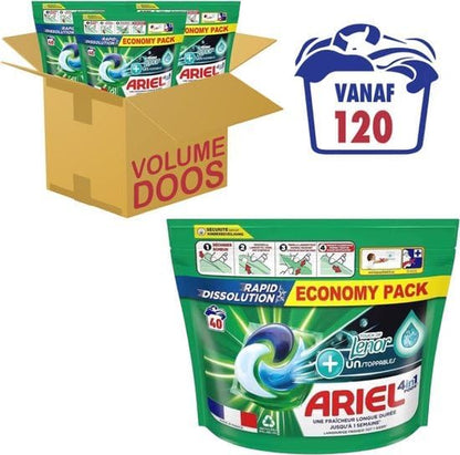 Ariel 4-in-1 Pods + Touch von Lenor Unstoppables – 3 x 40 Waschgänge – Vorteilspackung