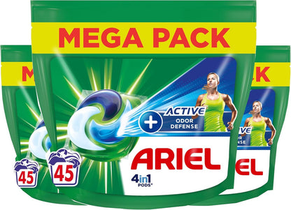 Ariel Touch of Ambi Pur 4-in-1 Waschmittelkapseln + aktive Geruchsabwehr, 3 x 45 Kapseln